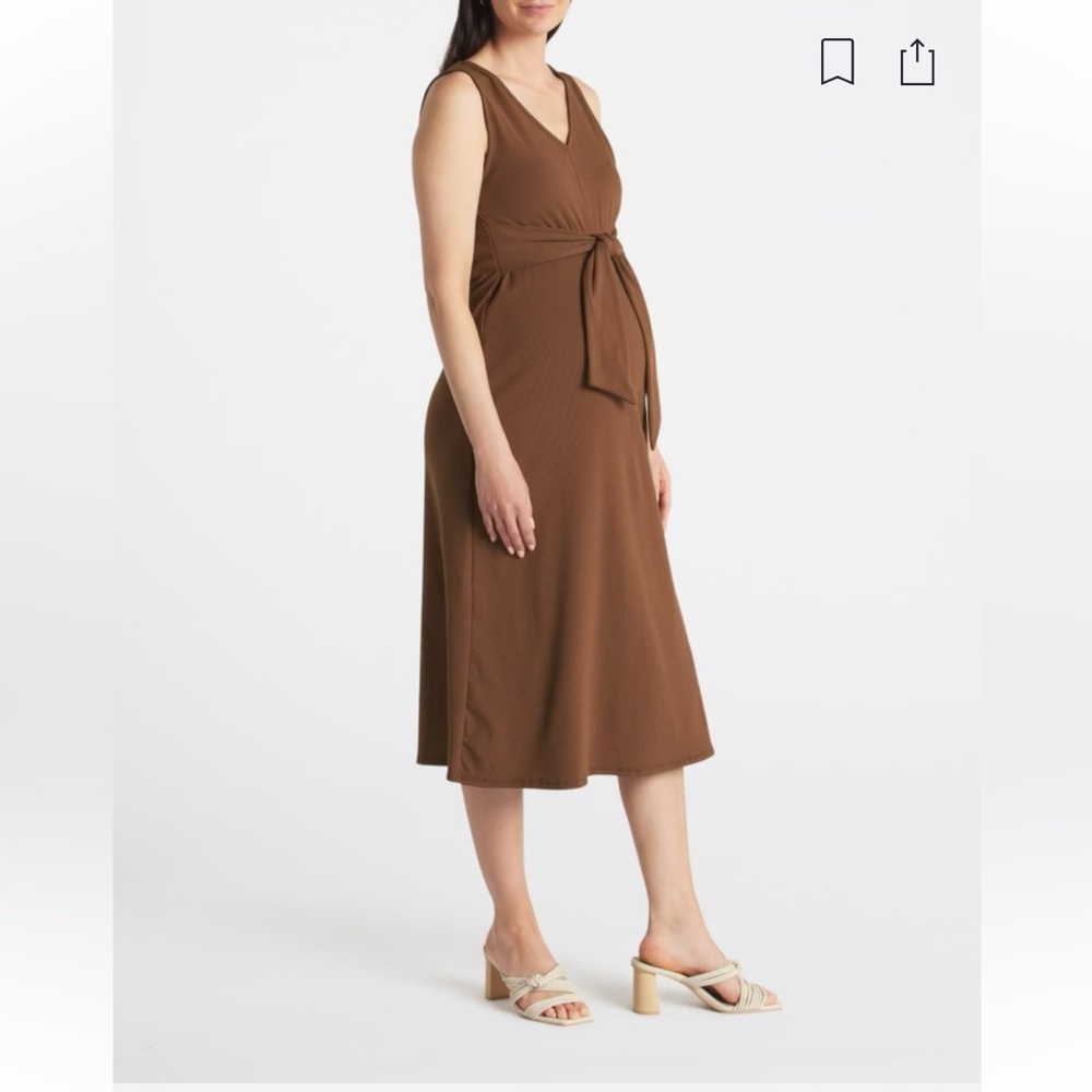 Ribbed maternity sleveeless dress with ties
